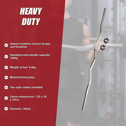 Curl Bar Barbell Heavy Duty EZ with Spinlock Collars Sports & Fitness Kings Warehouse 