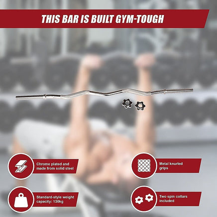 Curl Bar Barbell Heavy Duty EZ with Spinlock Collars Sports & Fitness Kings Warehouse 