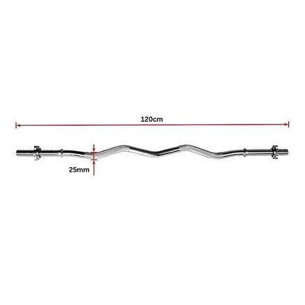 Curl Bar Barbell Heavy Duty EZ with Spinlock Collars Sports & Fitness Kings Warehouse 