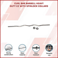 Curl Bar Barbell Heavy Duty EZ with Spinlock Collars Sports & Fitness Kings Warehouse 