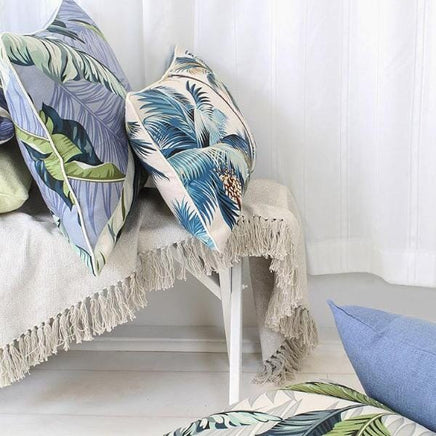 Cushion Cover-With Piping-Palm Trees White-35cm x 50cm Kings Warehouse 