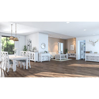 Daisy Coffee Table 120cm Glass Top Solid Acacia Wood Hampton Furniture - White living room Kings Warehouse 