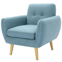 Dane Single Seater Fabric Upholstered Sofa Armchair Lounge Couch - Blue BLACK FRIDAY: Furniture & Décor Kings Warehouse 