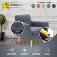 Dane Single Seater Fabric Upholstered Sofa Armchair Lounge Couch - Dark Grey BLACK FRIDAY: Furniture & Décor Kings Warehouse 