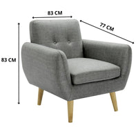 Dane Single Seater Fabric Upholstered Sofa Armchair Lounge Couch - Mid Grey BLACK FRIDAY: Furniture & Décor Kings Warehouse 