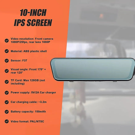Dash Camera 1080P Front and Rear Smart Car DVR Recorder Night Vision 10" Electronics Kings Warehouse 