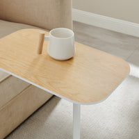 DEANNA Side Table in White and Light Oak Furniture Kings Warehouse 