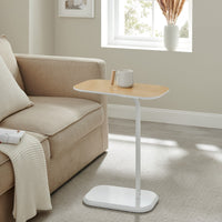 DEANNA Side Table in White and Light Oak Furniture Kings Warehouse 