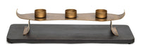 Decorative Black Gold Tea Light Metal Candle Holder Stand with Wooden Base Home & Garden Kings Warehouse 