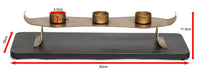 Decorative Black Gold Tea Light Metal Candle Holder Stand with Wooden Base Home & Garden Kings Warehouse 