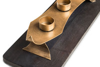 Decorative Black Gold Tea Light Metal Candle Holder Stand with Wooden Base Home & Garden Kings Warehouse 
