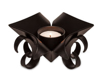 Decorative Black Metal Lotus Tea Light Candle Holders in Set of 2 Kings Warehouse 