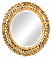 Decorative Wooden Round Wall Mirror in Rustic Gold Finish Home & Garden Kings Warehouse 