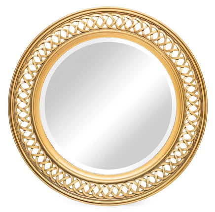 Decorative Wooden Round Wall Mirror in Rustic Gold Finish Home & Garden Kings Warehouse 