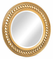 Decorative Wooden Round Wall Mirror in Rustic Gold Finish Kings Warehouse 