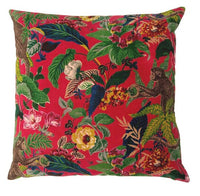 Deep red velvet monkey design cushion cover 45x45cm Kings Warehouse 