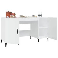 Desk High Gloss White 140x50x75 cm Engineered Wood Kings Warehouse 