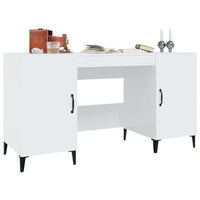 Desk High Gloss White 140x50x75 cm Engineered Wood Kings Warehouse 