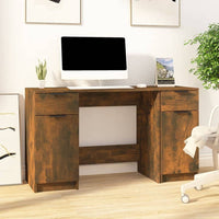 Desk with Side Cabinet Smoked Oak Engineered Wood