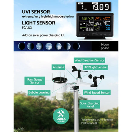 Dev King Weather Station Indoor Outdoor Wireless WiFi Professional Solar Sensor garden supplies Kings Warehouse 