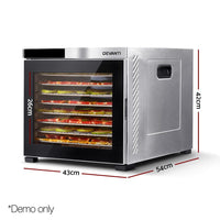 Devanti 10 Trays Food Dehydrator Stainless Steel Tray Appliances Kings Warehouse 