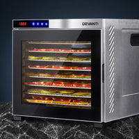 Devanti 10 Trays Food Dehydrator Stainless Steel Tray Appliances Kings Warehouse 