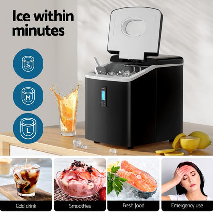 Devanti 15kg Ice Maker Machine Black Appliances Kings Warehouse 