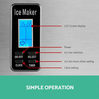Devanti 15kg Ice Maker Machine Silver Appliances Kings Warehouse 