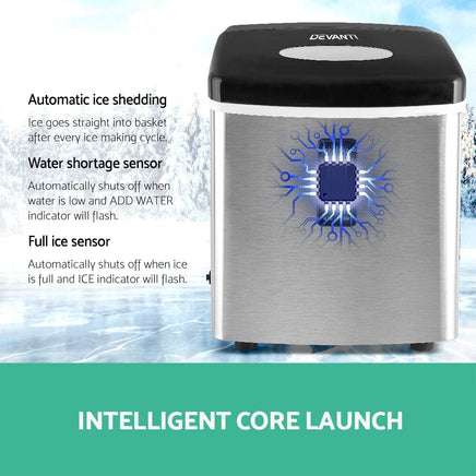 Devanti 15kg Ice Maker Machine Silver Appliances Kings Warehouse 