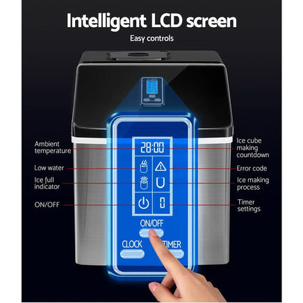 Devanti 18kg Ice Maker Machine Stainless Steel Appliances Kings Warehouse 