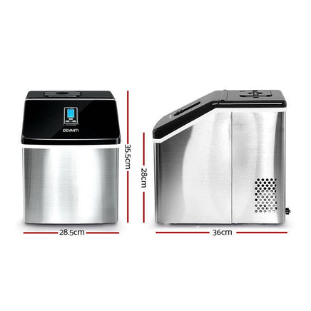 Devanti 18kg Ice Maker Machine Stainless Steel Appliances Kings Warehouse 
