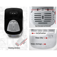 Devanti 2.4L Stainless Steel Portable Ice Cube Maker Appliances Kings Warehouse 