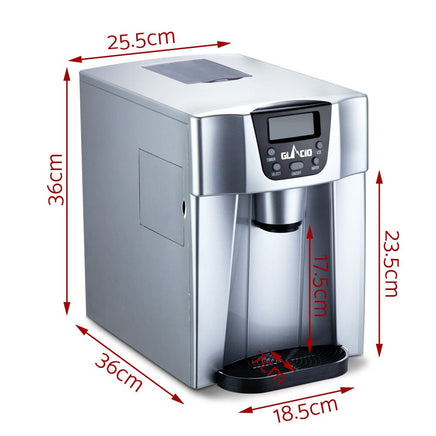 Devanti 2L Portable Ice Cuber Maker & Water Dispenser - Silver Appliances Kings Warehouse 