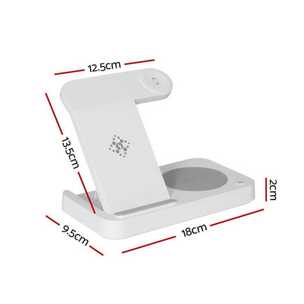 Devanti 4-in-1 Wireless Charger Dock Fast Charging for Phone White Electronics Kings Warehouse 