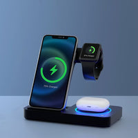 Devanti 4-in-1 Wireless Charger Station Fast Charging for Phone Black Electronics Kings Warehouse 