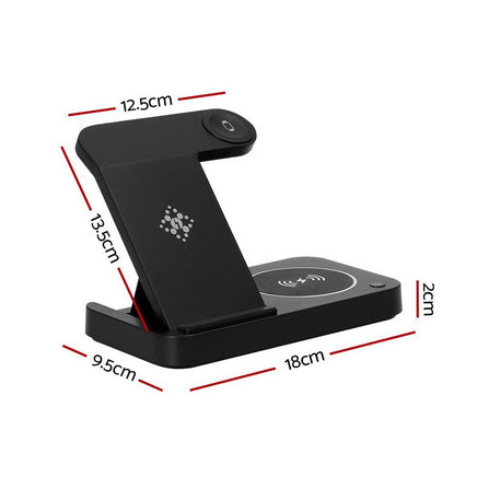 Devanti 4-in-1 Wireless Charger Station Fast Charging for Phone Black Electronics Kings Warehouse 