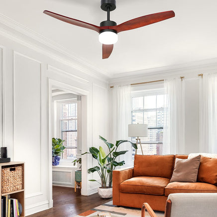 Devanti 52'' Ceiling Fan AC Motor 3 Blades w/Light - Dark Wood Appliances Kings Warehouse 