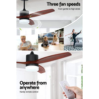 Devanti 52'' Ceiling Fan AC Motor 3 Blades w/Light - Dark Wood Appliances Kings Warehouse 