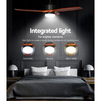 Devanti 52'' Ceiling Fan AC Motor 3 Blades w/Light - Dark Wood Appliances Kings Warehouse 