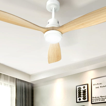 Devanti 52'' Ceiling Fan AC Motor LED Light Remote - Light Wood Appliances Kings Warehouse 