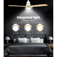 Devanti 52'' Ceiling Fan AC Motor LED Light Remote - Light Wood Appliances Kings Warehouse 