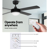 Devanti 52'' Ceiling Fan AC Motor w/Light w/Remote - Black Appliances Kings Warehouse 