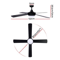 Devanti 52'' Ceiling Fan AC Motor w/Light w/Remote - Black Appliances Kings Warehouse 