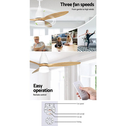 Devanti 52'' Ceiling Fan AC Motor w/Light w/Remote - Light Wood Appliances Kings Warehouse 