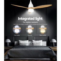 Devanti 52'' Ceiling Fan AC Motor w/Light w/Remote - Light Wood Appliances Kings Warehouse 
