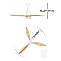 Devanti 52'' Ceiling Fan AC Motor w/Light w/Remote - Light Wood Appliances Kings Warehouse 