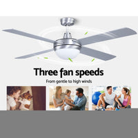 Devanti 52'' Ceiling Fan AC Motor w/Light w/Remote - Silver Appliances Kings Warehouse 