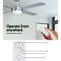 Devanti 52'' Ceiling Fan AC Motor w/Light w/Remote - Silver Appliances Kings Warehouse 