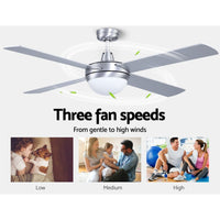 Devanti 52'' Ceiling Fan AC Motor w/Light w/Remote - Silver Appliances Kings Warehouse 