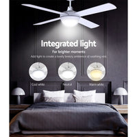 Devanti 52'' Ceiling Fan AC Motor w/Light w/Remote - White Appliances Kings Warehouse 